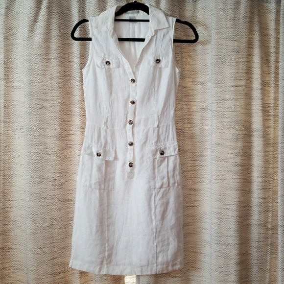 H&M white Linen Dress , Button front dress size 8 - Picture 5 of 11